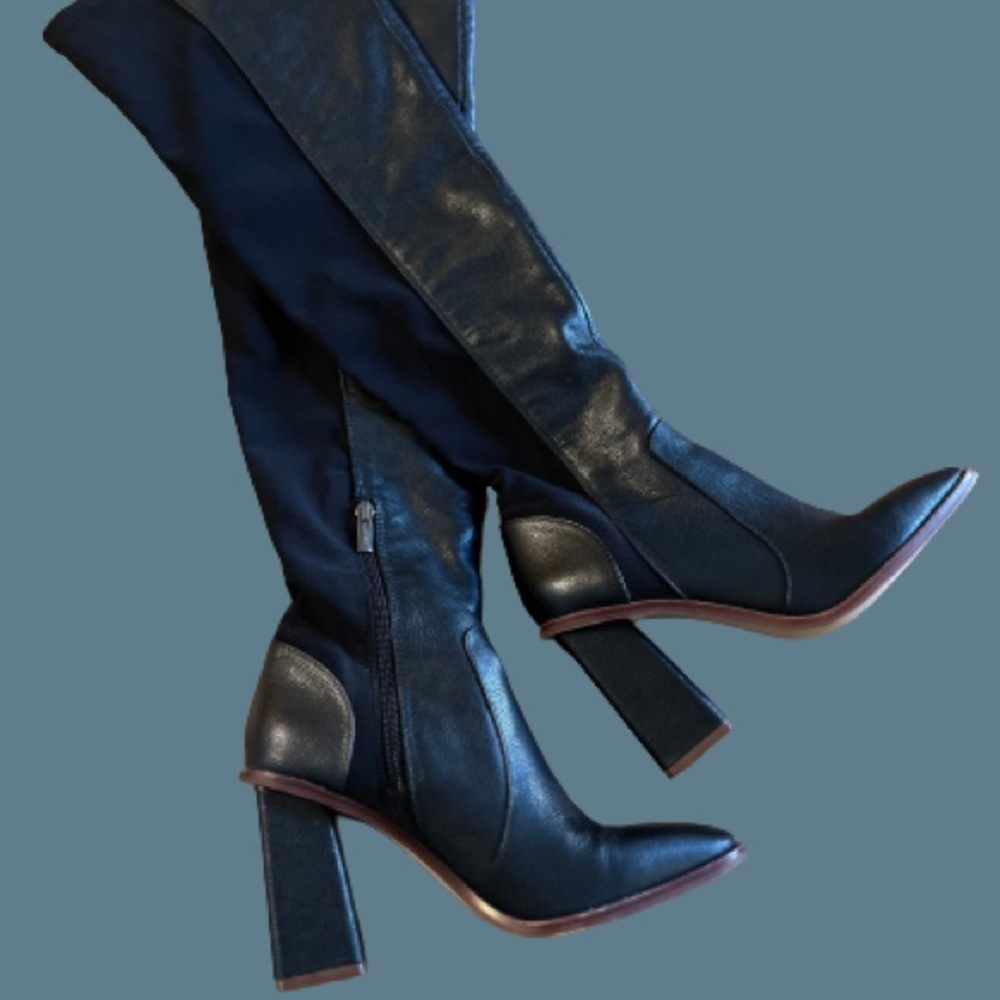 Vince Camuto | black leather OTK boots | size 7